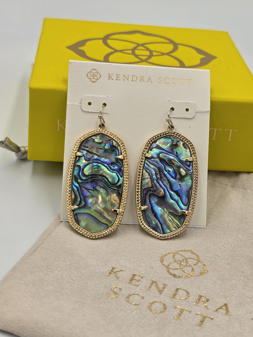 Kendra Scott Iridescent Danielle Abalone Gold-Trim Dangle Earrings
